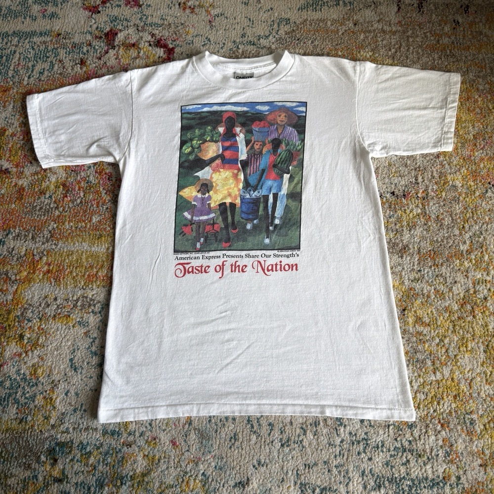 Vintage 90s Jonathan Green Taste of the Nation T-Shirt White Large Oneita
